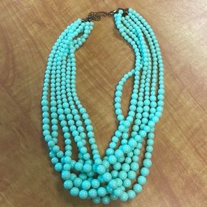 Beautiful beaded mint green teal beaded necklace 6 strands